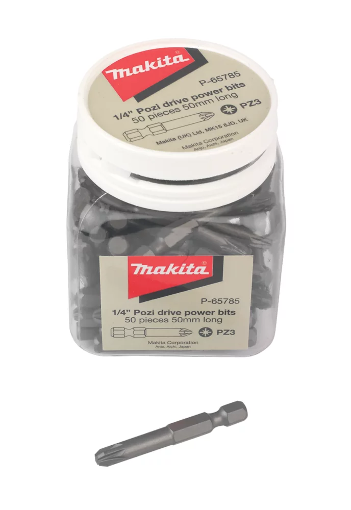 Makita P-65785 1/4" Hex Shank PZ3 Screwdriver Bits 50 Pack 1 Makita P-65785 1/4" Hex Shank PZ3 Screwdriver Bits 50 Pack