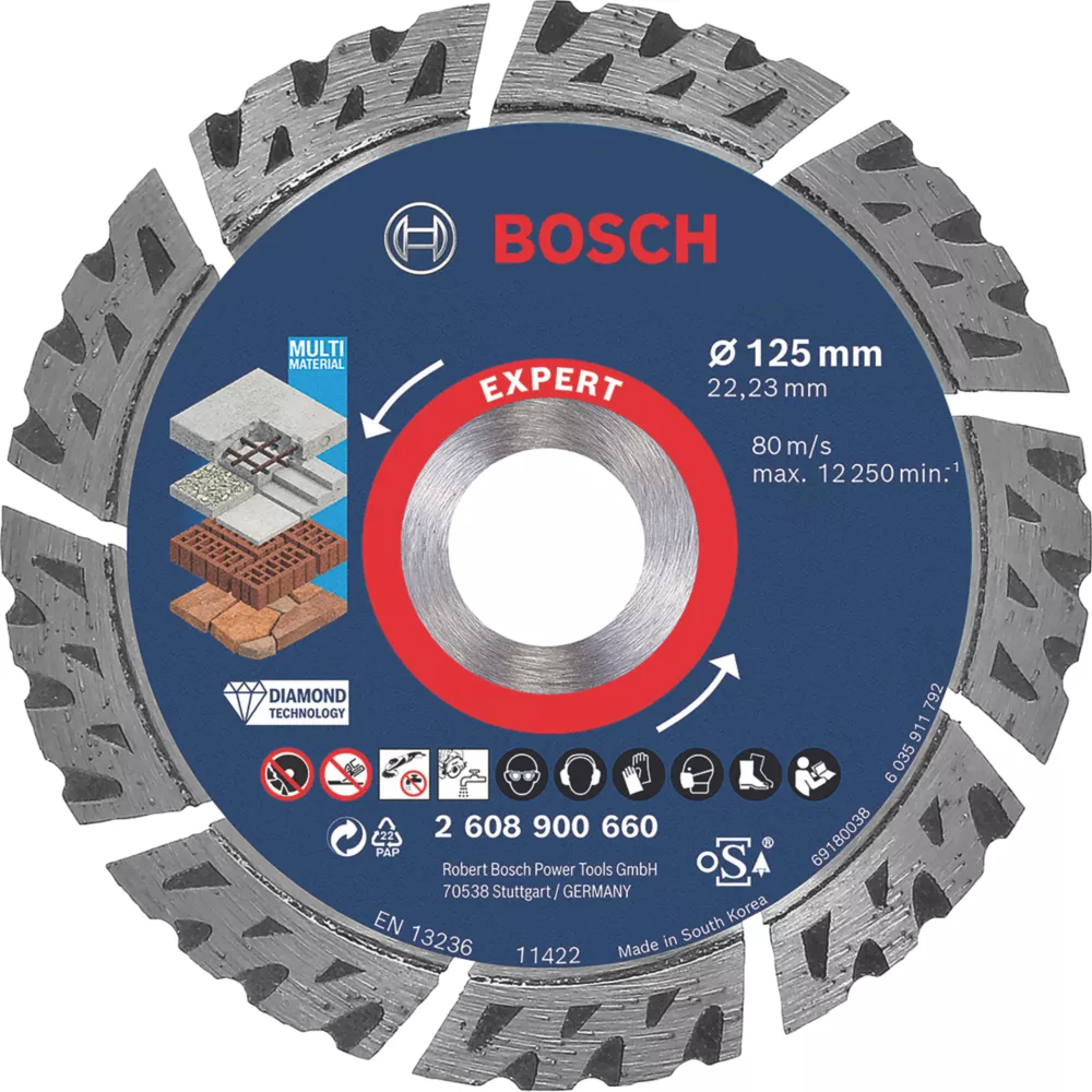 Bosch Expert Masonry Diamond Cutting Disc 125 X 22.23mm 1 Bosch Expert Masonry Diamond Cutting Disc 125 X 22.23mm