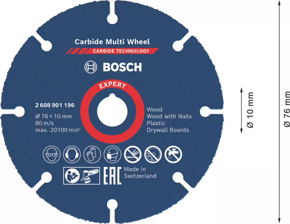Bosch Expert Multi-Material Cutting Disc 3" (76mm) X 1 X 10mm 4 Bosch Expert Multi-Material Cutting Disc 3" (76mm) X 1 X 10mm - Image 4