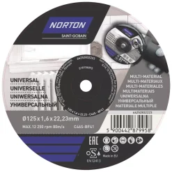 Norton Multi-Material Cutting Disc 5" (125mm) X 1.6 X 22.23mm 5 Pack