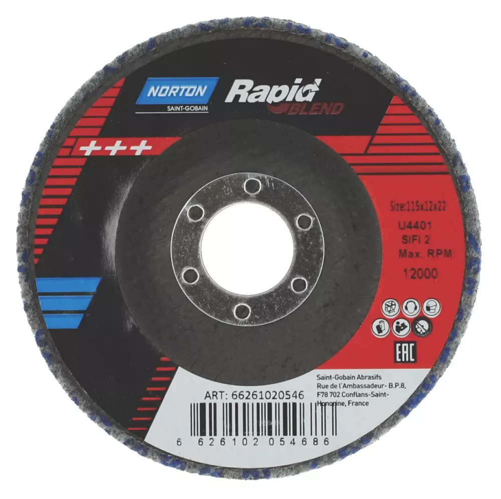Norton Rapid Blend Fine/Medium Refining Disc 115mm 1 Norton Rapid Blend Fine/Medium Refining Disc 115mm
