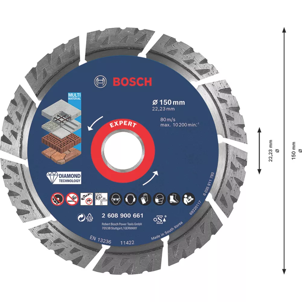 Bosch Expert Masonry Diamond Cutting Disc 150 X 22.23mm 5 Bosch Expert Masonry Diamond Cutting Disc 150 X 22.23mm - Image 5