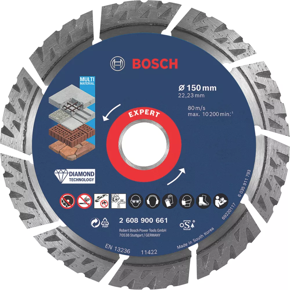 Bosch Expert Masonry Diamond Cutting Disc 150 X 22.23mm 1 Bosch Expert Masonry Diamond Cutting Disc 150 X 22.23mm