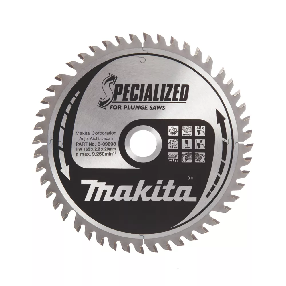 Makita Wood TCT Plunge Saw Blade 165 X 20mm 48T 1 Makita Wood TCT Plunge Saw Blade 165 X 20mm 48T