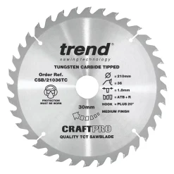 Trend CraftPo CSB/21036TC Wood Thin Kerf Circular Saw Blade For Cordless Saws 210 X 30mm 36T
