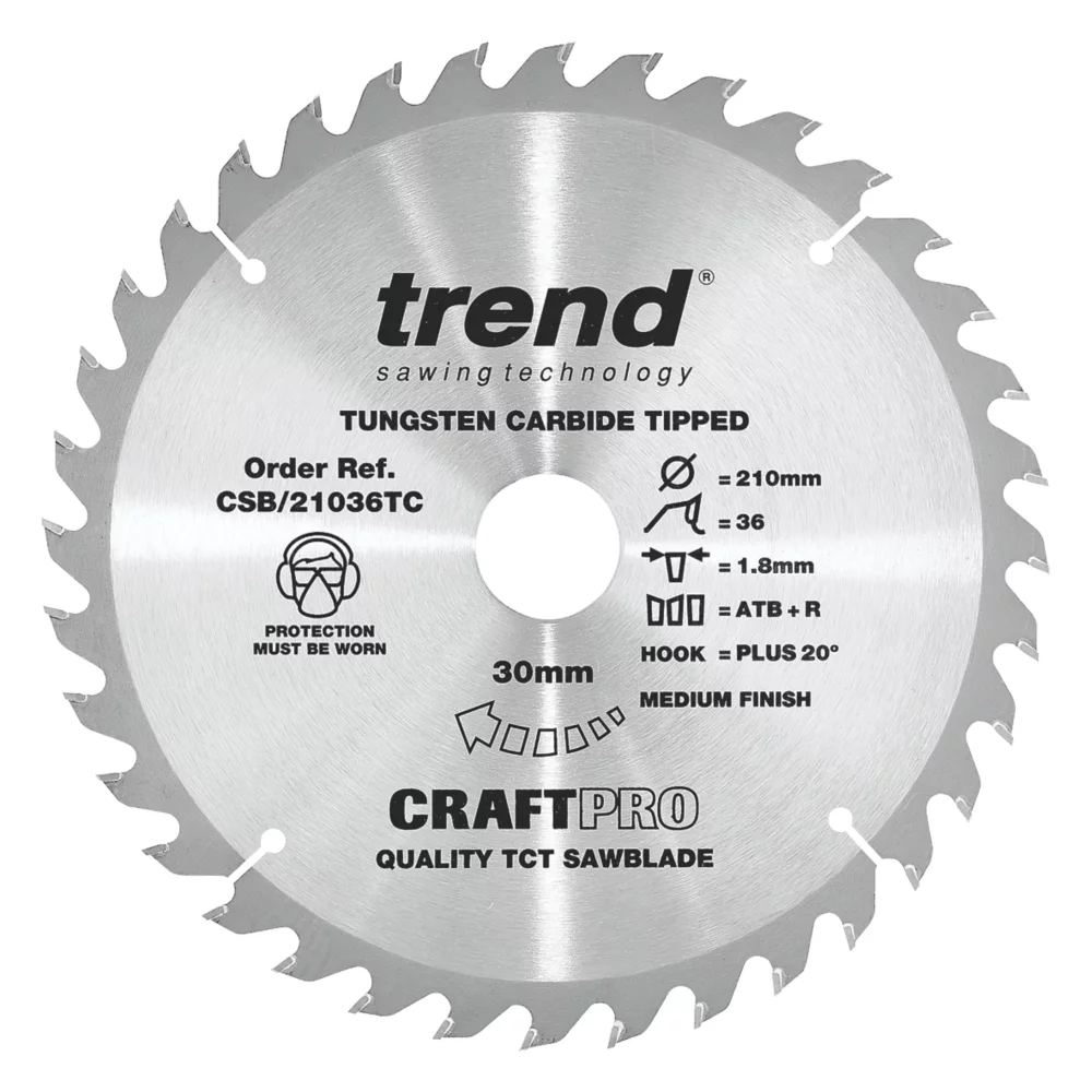Trend CraftPo CSB/21036TC Wood Thin Kerf Circular Saw Blade For Cordless Saws 210 X 30mm 36T 1 Trend CraftPo CSB/21036TC Wood Thin Kerf Circular Saw Blade For Cordless Saws 210 X 30mm 36T